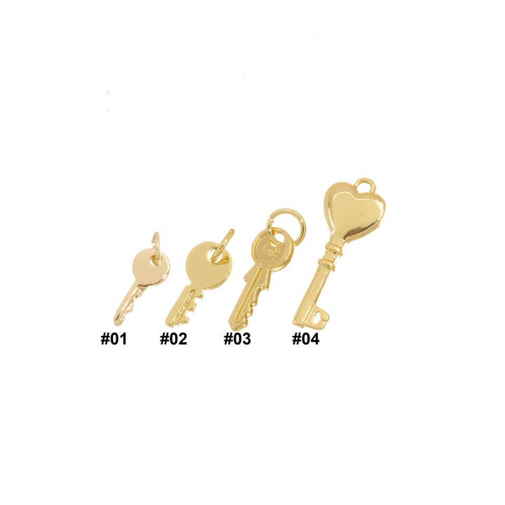 Jewel Pledge - Wholesale Individual Charm/Pendant - Gold Key Charm for Jewelry Making0