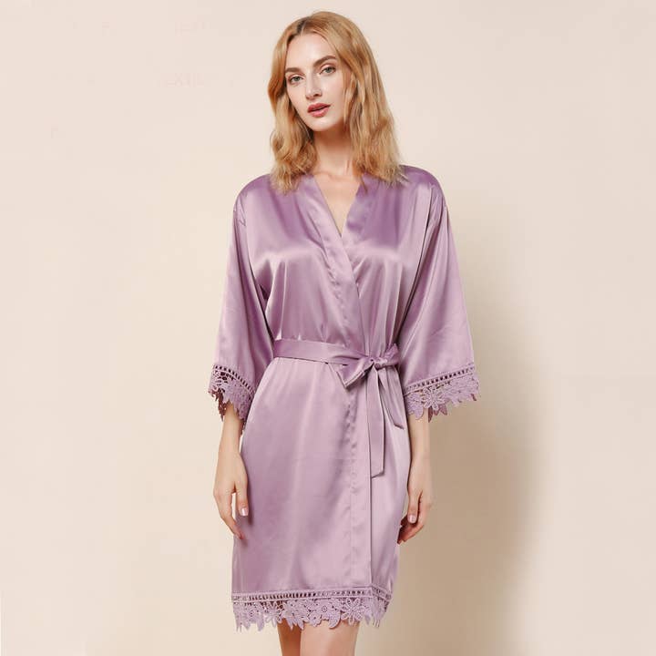 Mackleys - Wholesale Robe - Women's - PREORDER Satin Floral Lace Robe4