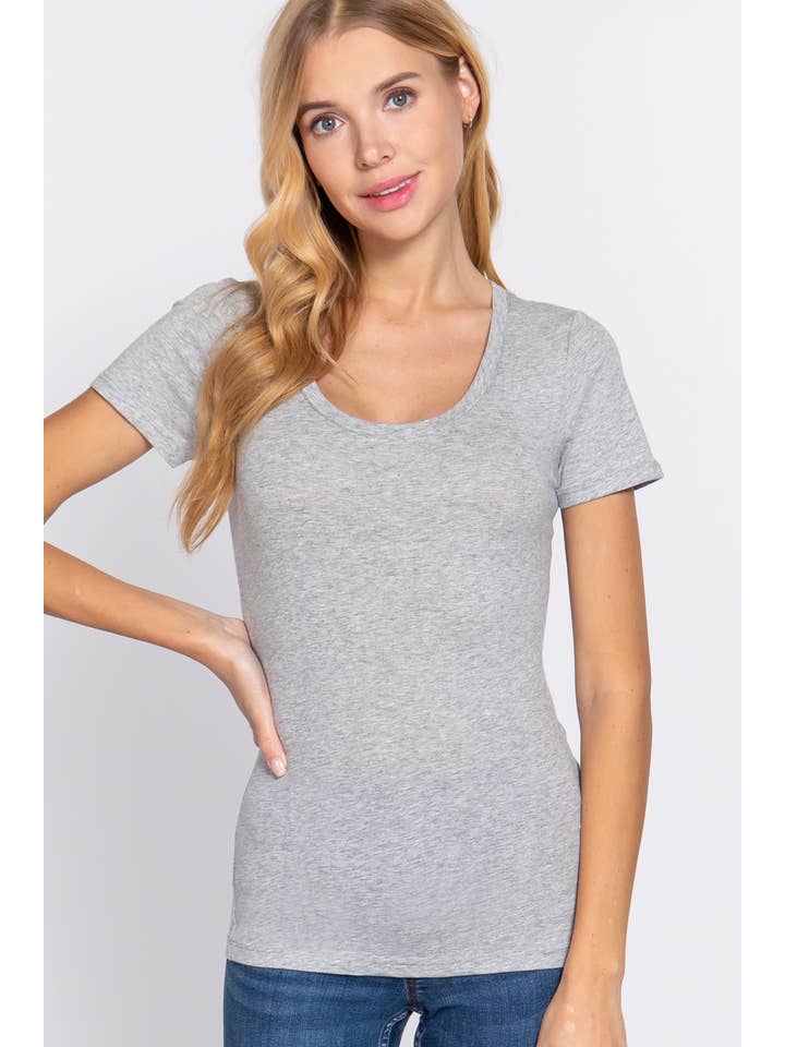 Active Basic | Active USA - Wholesale T-shirt – women's - Short Sleeve Scoop Neck Cotton Jersey Top46