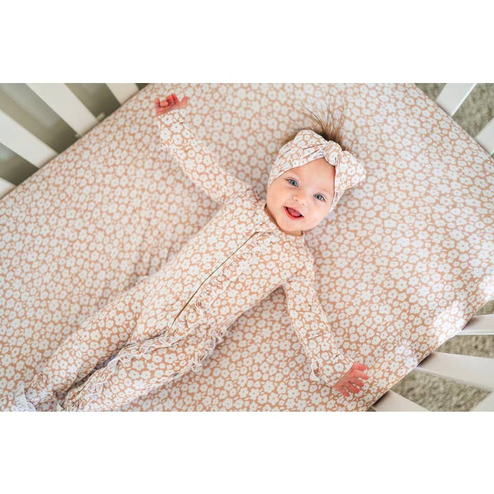 Harp Angel Boutique - Wholesale Cot/Crib Sheets - Bamboo Fitted Crib Sheet - Mocha Ditsy Floral5