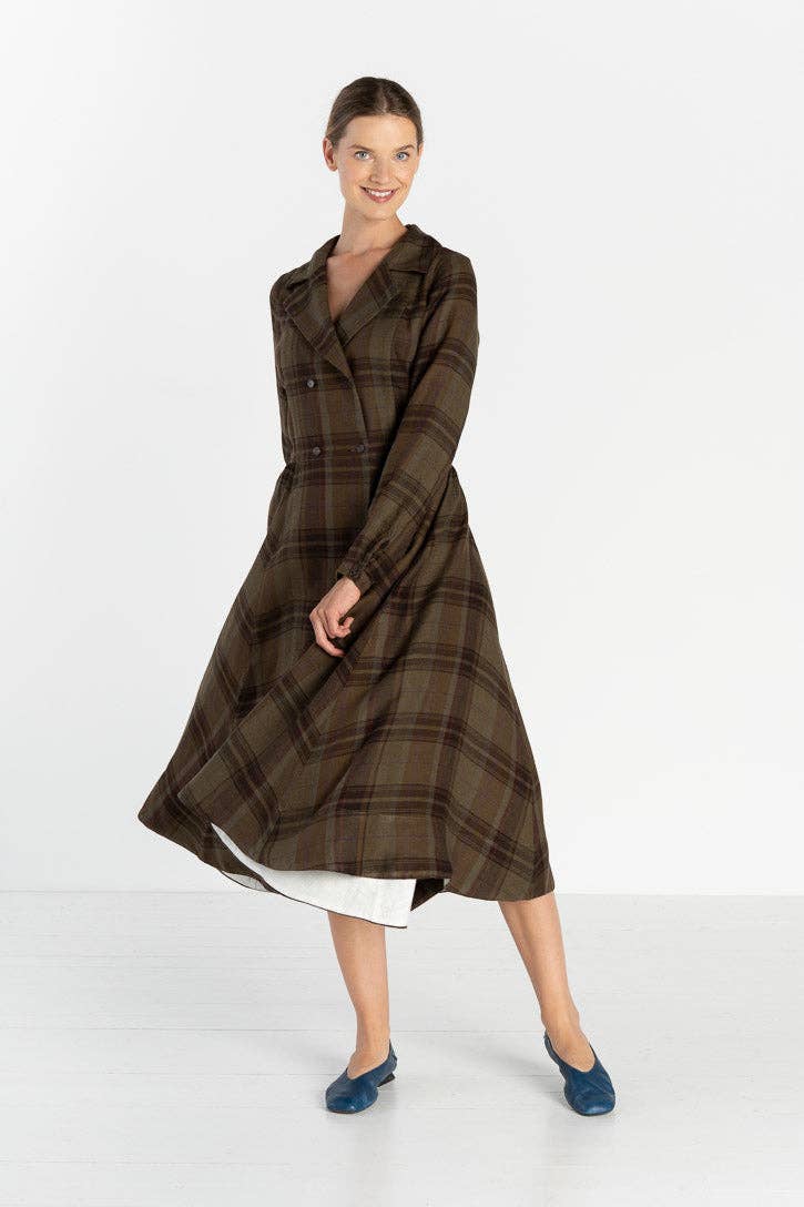 Son de Flor - Venta al por mayor Vestido - Mujer - Enola – Vestido Midi de Lino a Medida con Cuello con Muesca15