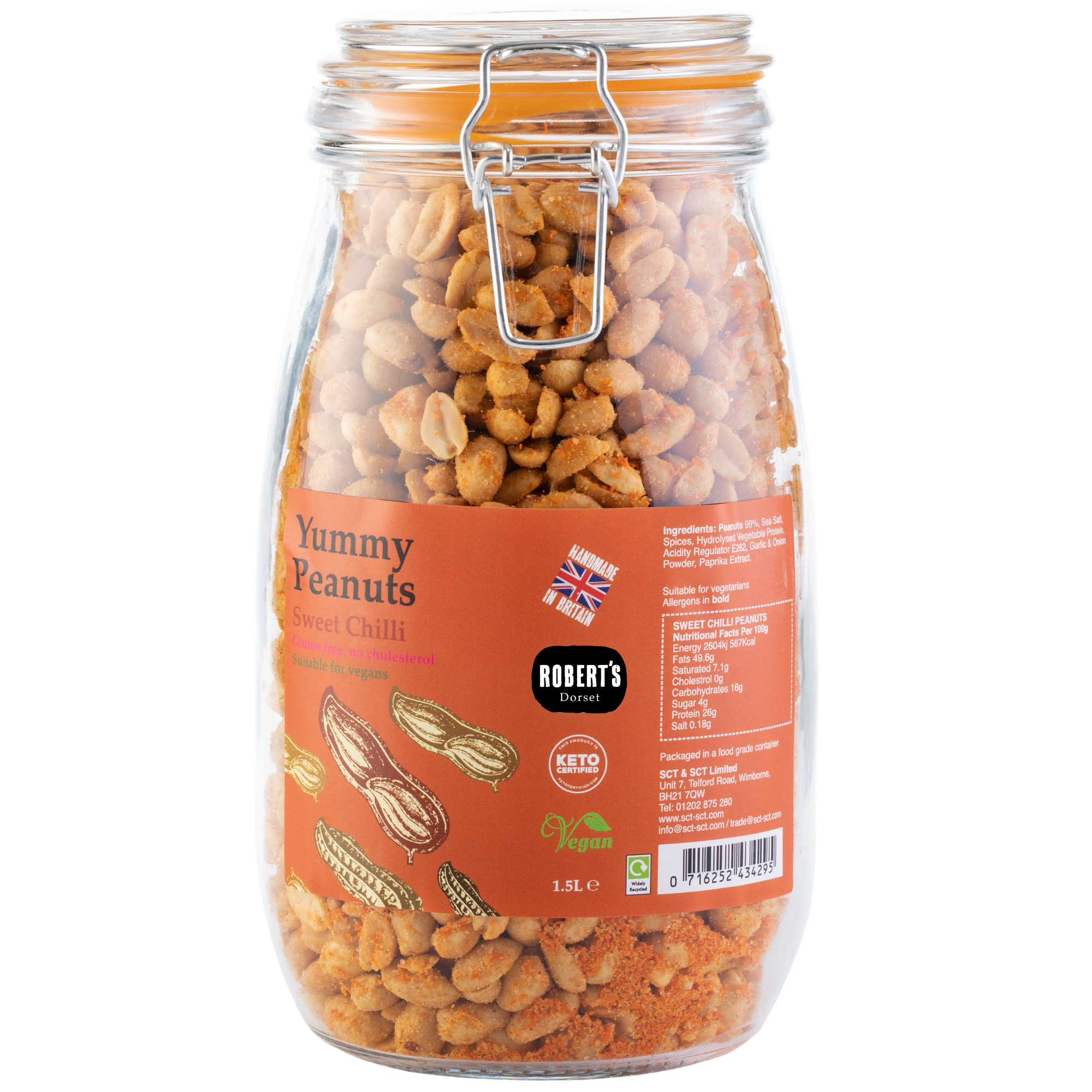 Robert’s Dorset – wholesale Nuts – Yummy Peanuts 1.5L / 1Kg Glass Jar 9