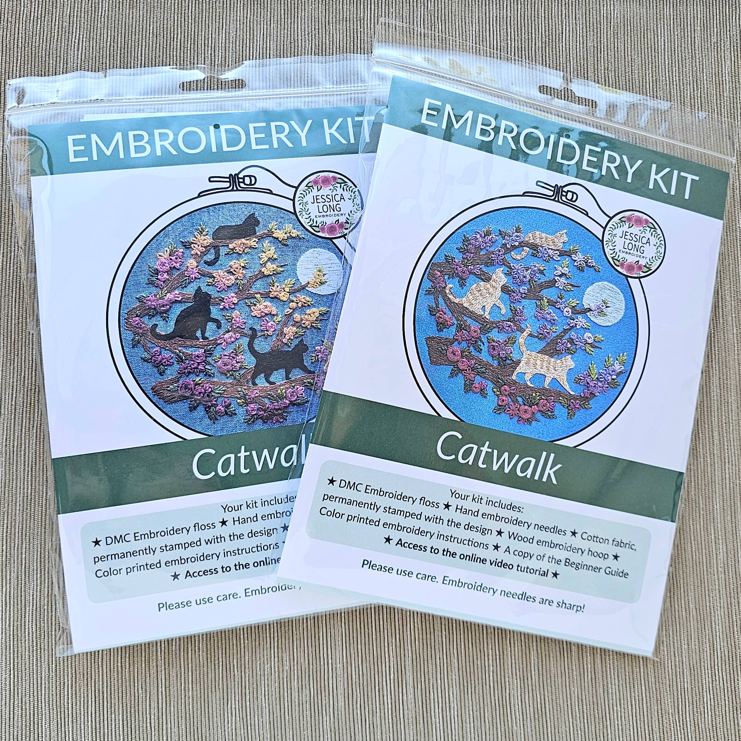 Jessica Long Embroidery - Wholesale Embroidery/Cross Stitch Supplies - Cats & Full Moon Embroidery Kit3