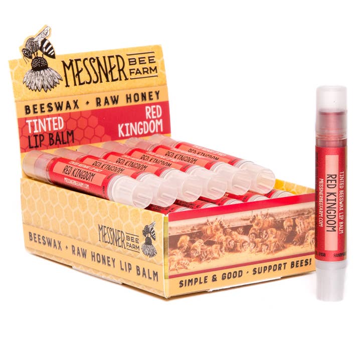 Baume à lèvres teinté Red Kingdom - Cire d'abeille et miel cru pour la vente par Messner Bee Farm