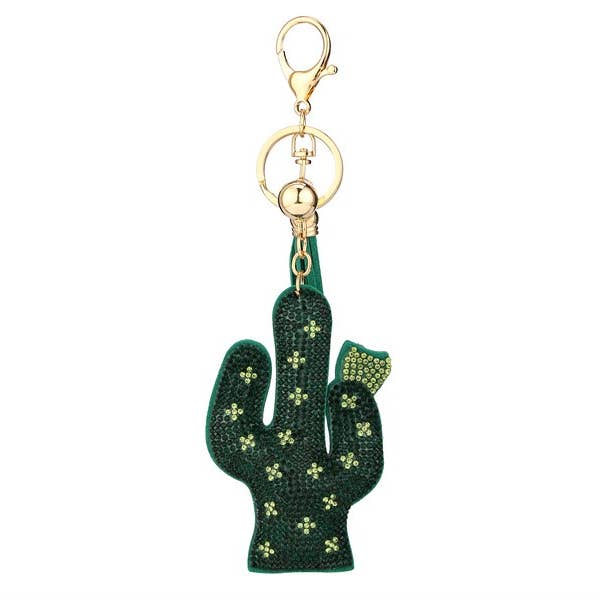 Nima Accessories Inc - Venta al por mayor Llavero - Mujer - Llavero con borlas en forma de cactus con diamantes de imitación1