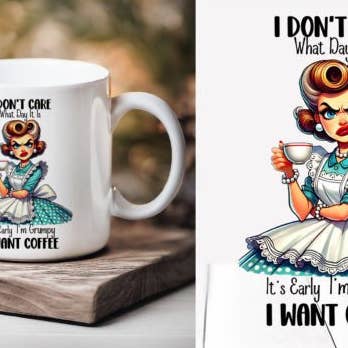 Sarkastische Kaffeetasse, Retro-Hausfrauen-Tasse Ich kümmere mich nicht. für den Großhandel von SubliMasterUK