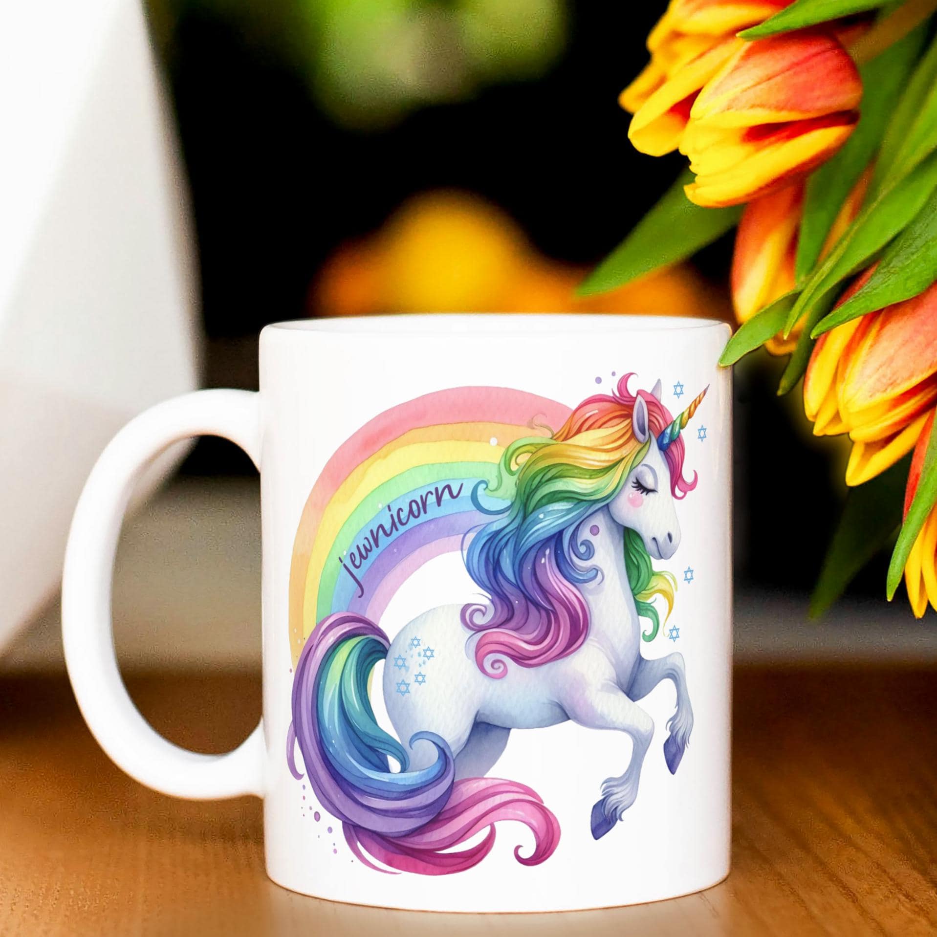 Salt Sparkle Shalom - Wholesale Coffee Mug - Jewnicorn Rainbow Ceramic Coffee Mug1