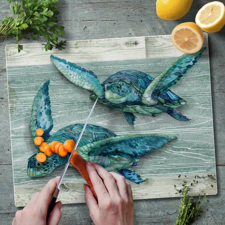 CounterArt/Highland Home/Thirstystone/CoasterStone - Wholesale Cutting board - Northpoint Turtles 15" x 12" Tempered Glass Cutting Board4
