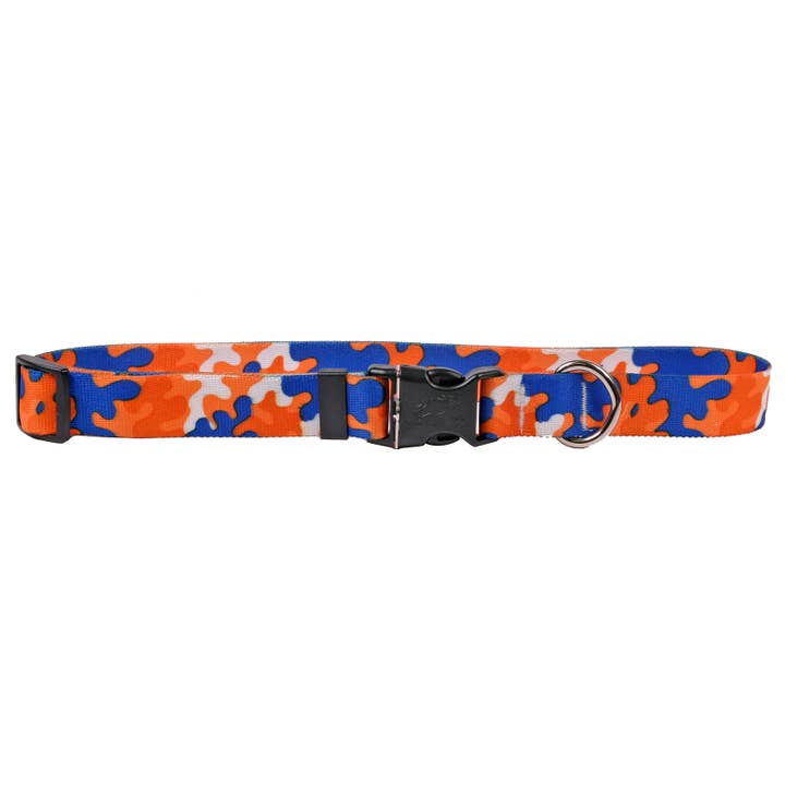 Team Camo Orange & Royal Blue Standard Collar for wholesale by Yellow Dog Design