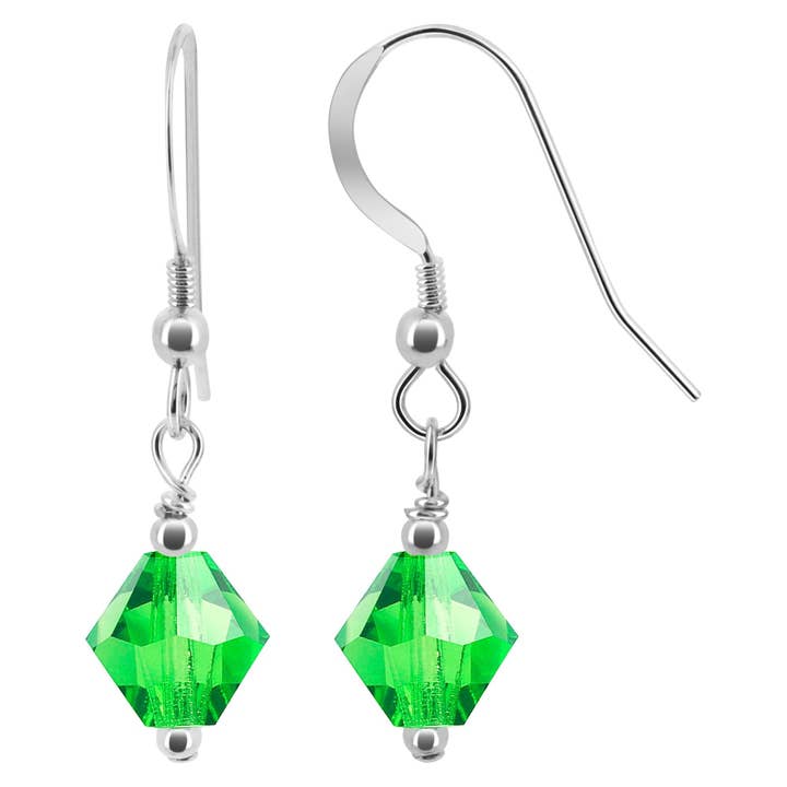 Brincos Pendentes Feitos à Mão em Prata de Lei .925 com Cristais Austríacos Bicone Brilhantes por atacado de Gem Avenue Wholesale