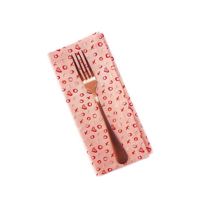 90 West Linen Co. - Wholesale Dinner & Cloth Napkin - Xs and Os Valentine's Day Napkins, Set of 41