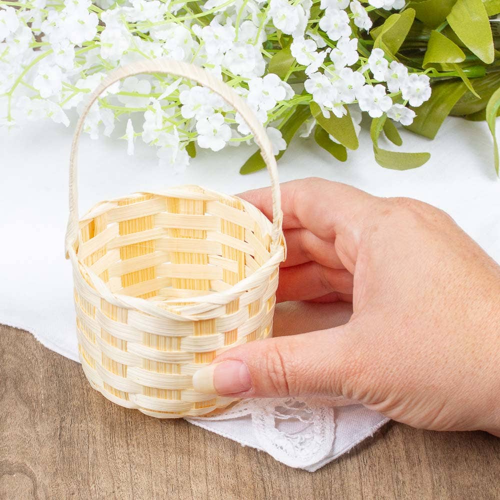 Factory Direct Craft – wholesale Korg – Rund mini bambukorg med handtag4