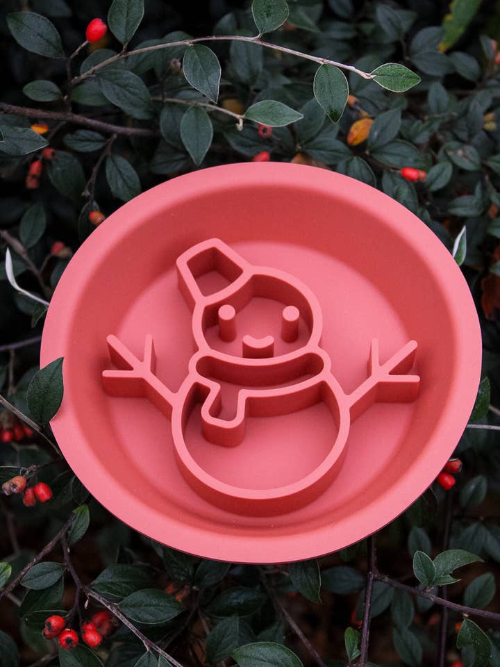 Festive Snowman Dual Slow Feeder/Lick Mat Bowl for wholesale by Bodhi & The Birchtree