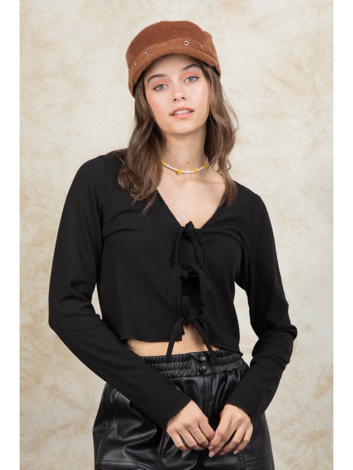 VERY J - Wholesale Knit Top - Women's - VT15148-3-Strap Tie V Neck Crop Top11