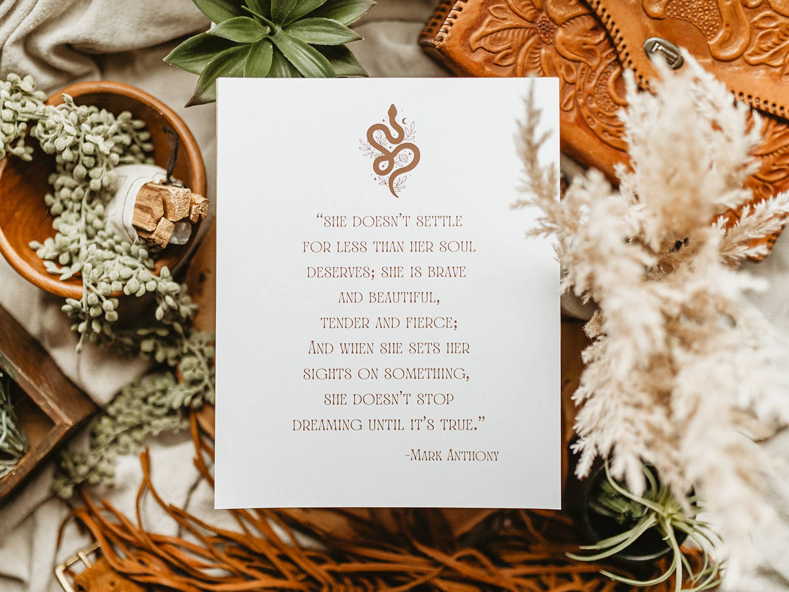 You're Golden Co. - Wholesale Art Print - She doesn't settle quote with snake print1