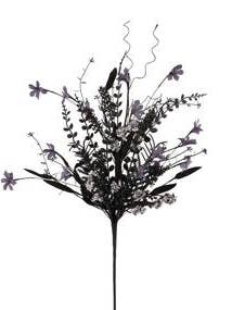 24"L FABRIC FLOWER/EVA LEAF/BEADS SPRAY - GREY/WHITE/BLACK - FH807179 for wholesale by General Wholesale Inc