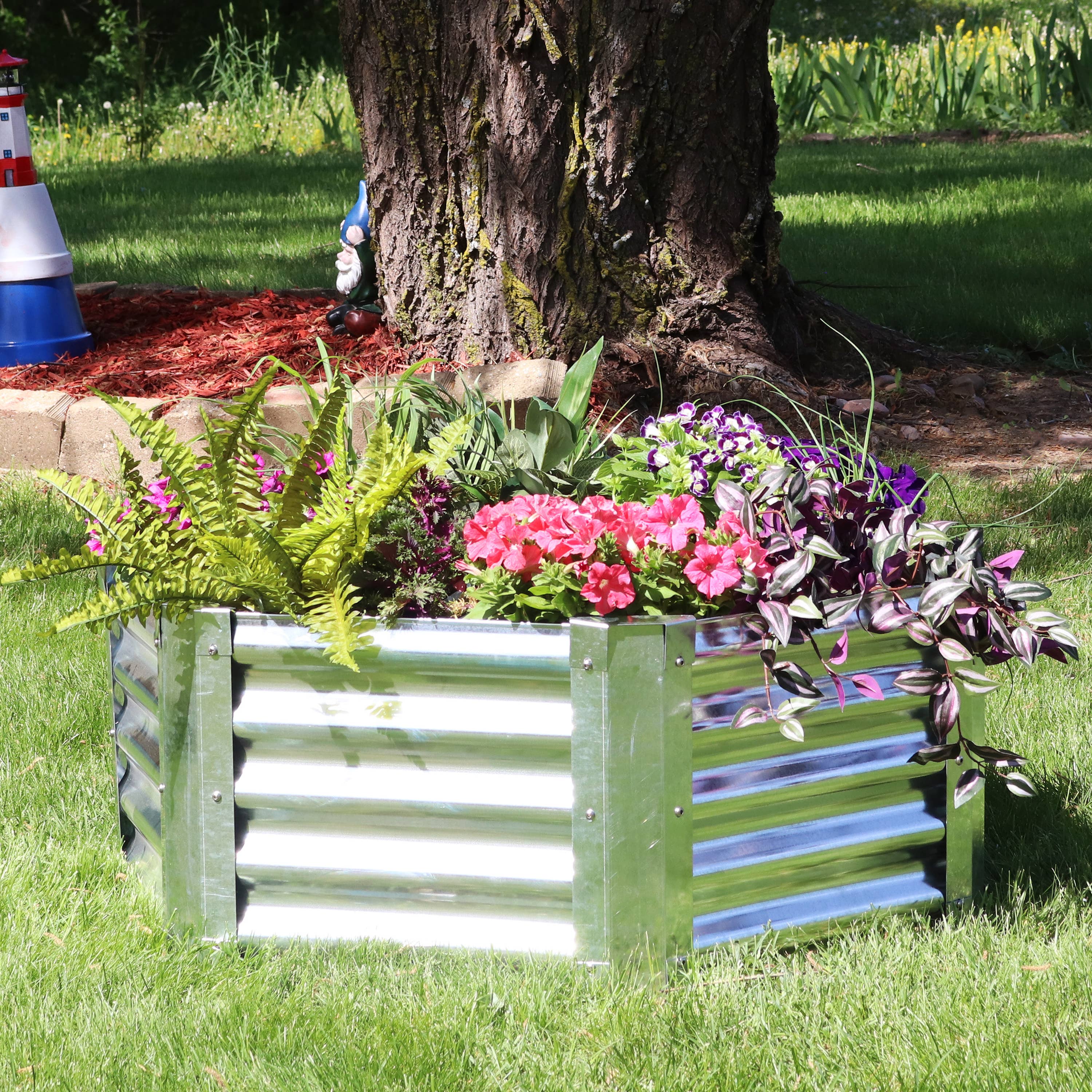Sunnydaze Decor - Wholesale Planter Box - Corrugated Steel Hexagon Raised Garden Bed - Gray - 40 in0