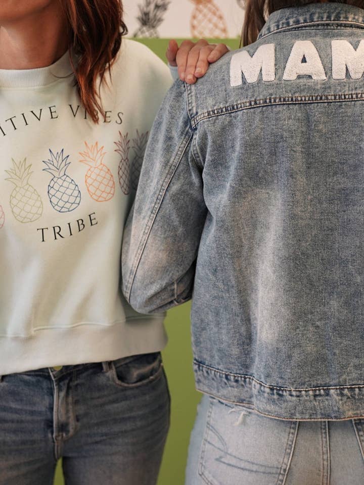 Positive Vibes Tribe Oversized Crop Crewneck – Infertility Awareness Sweatshirt for wholesale by Hopeful Hearts Clothing Co