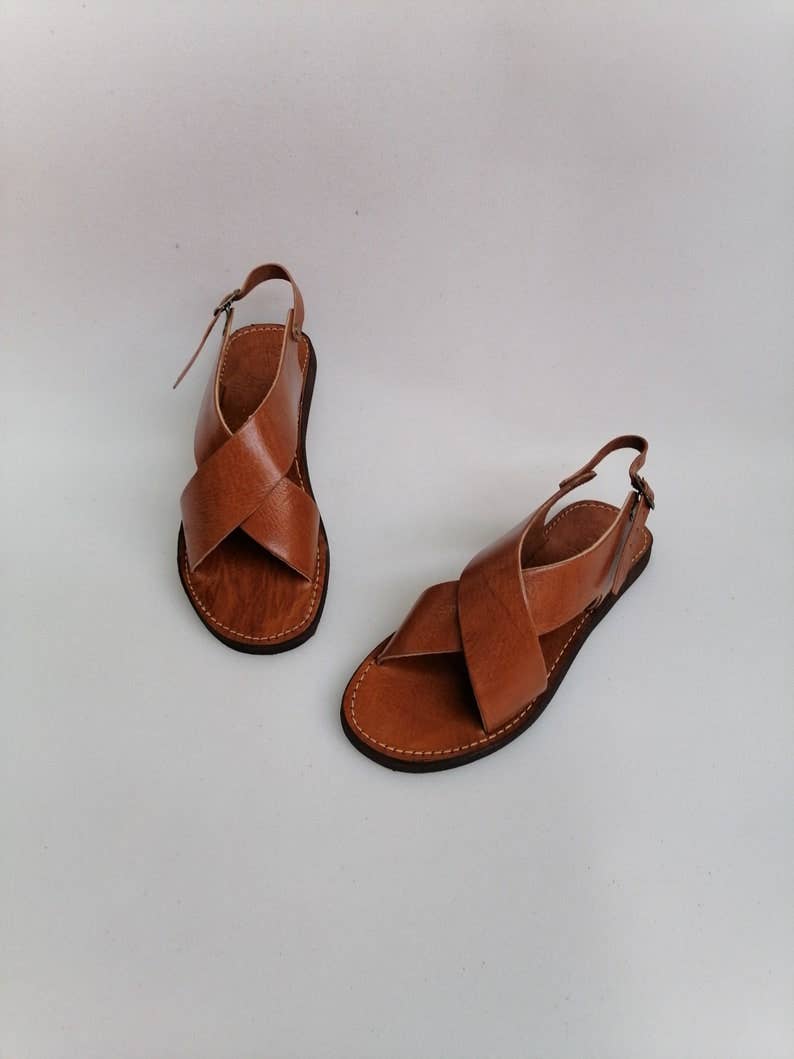 HandmadeBestSeller - Wholesale Sandals - Women's - Handcrafted Leather Cross Strap Sandals – Elegant & Durable7