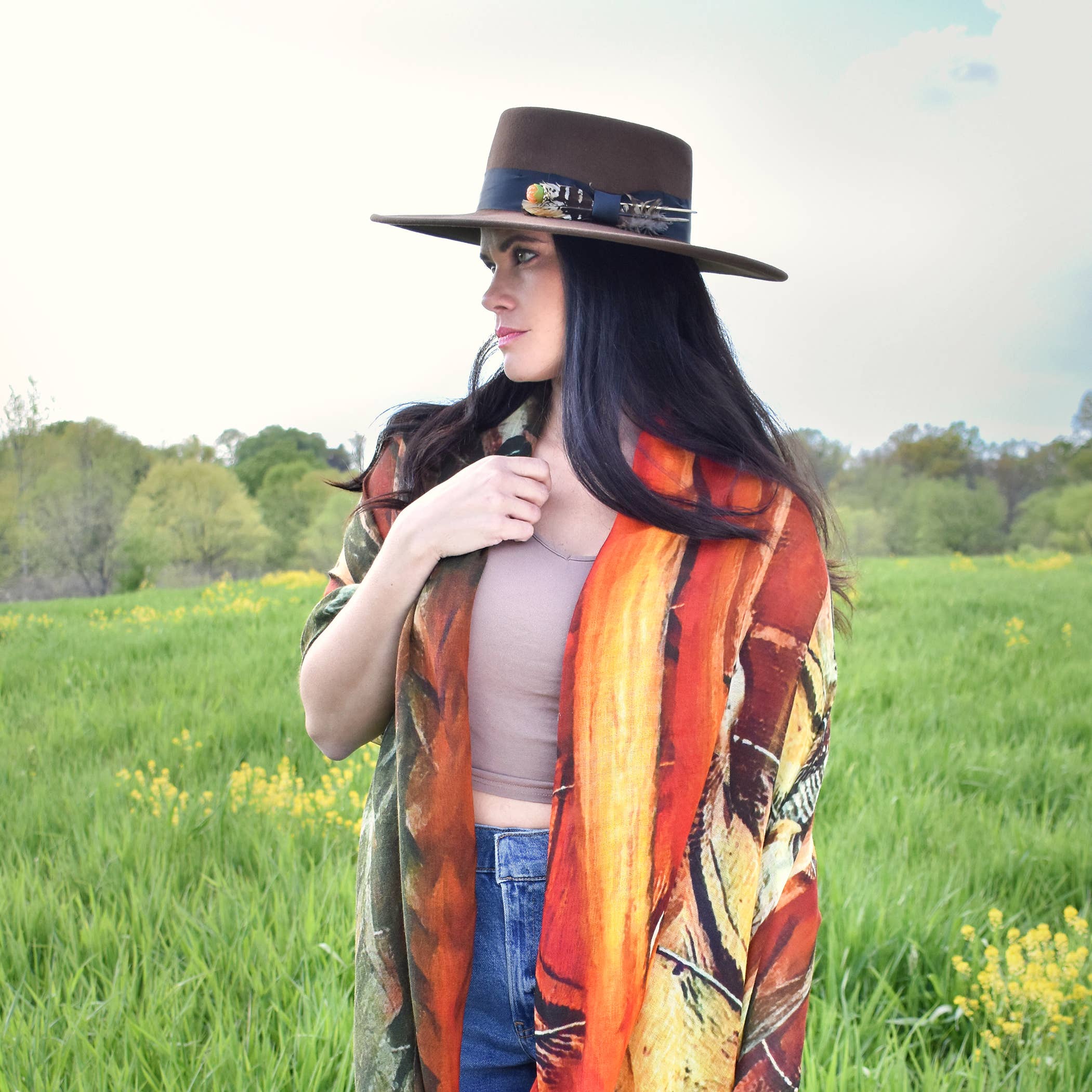 Dupatta Designs – Fedora - Mulher por atacado – Chapéu Mary Wide Brim com Pena2