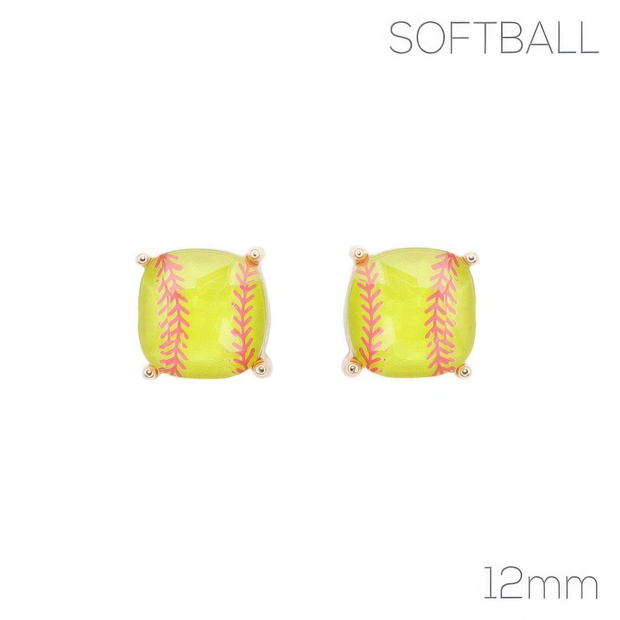 CC Wholesale Clothing - Vente Clous d'oreille - Boucles d'oreilles de softball à coupe coussin pour jour de match0