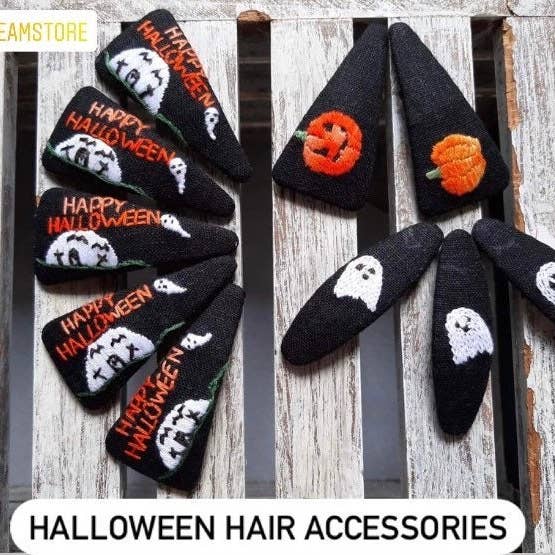 Clipes cabelo| M 7cm| Halloween Temático, Clips cobertos de tecido por atacado de Maple Dream Store