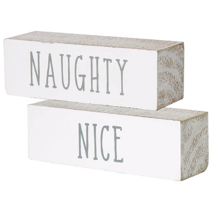 FR-9684 - Naughty/Nice Large Christmas Sitter (reversible) for wholesale by Collins Painting & Design