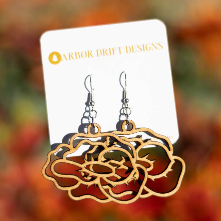 Blooming Rose Dangle Earrings for wholesale by Arbor Drift Designs