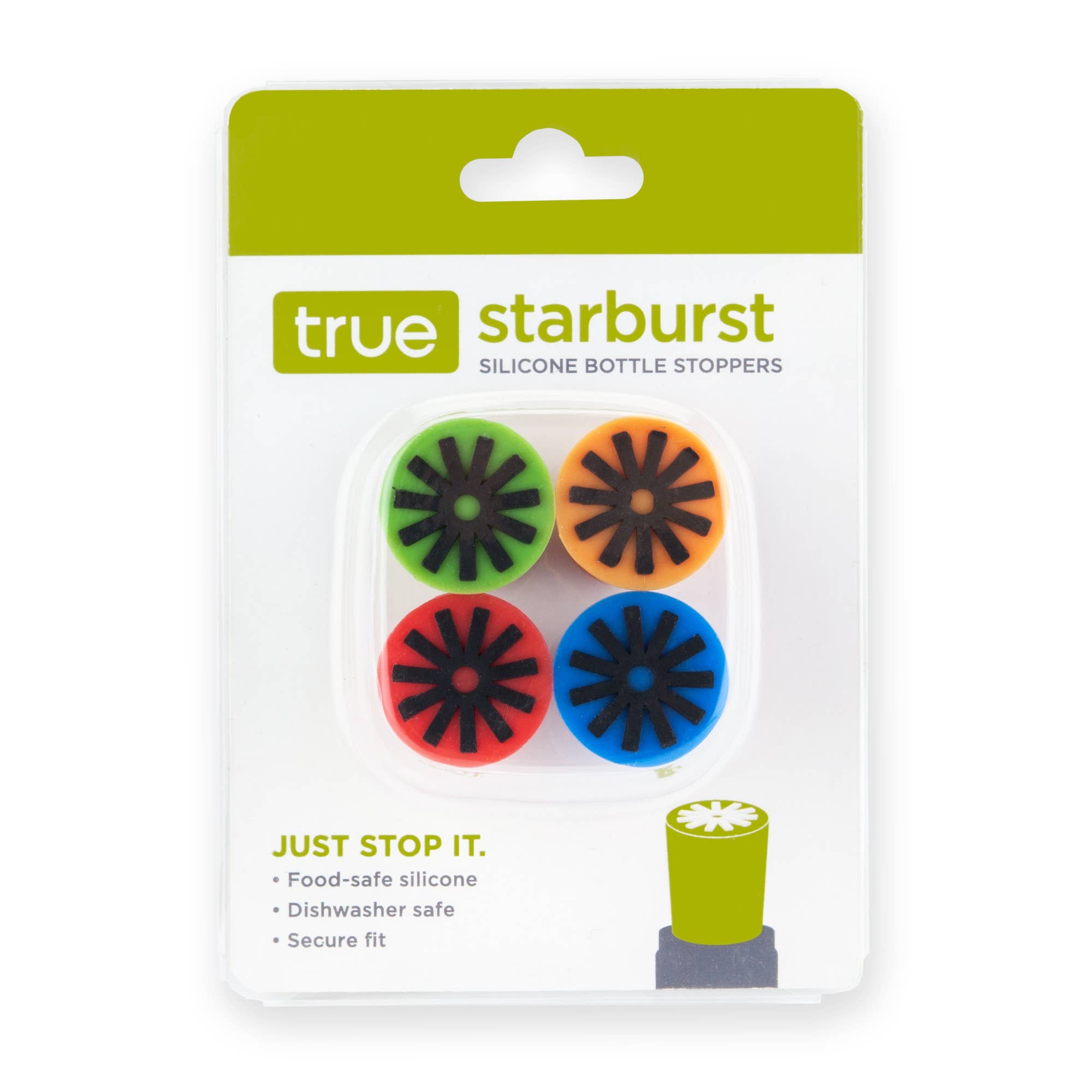 TRUE - Wholesale Wine Stopper - Starburst Silicone Wine Bottle Stoppers ASSORTED COLORS2