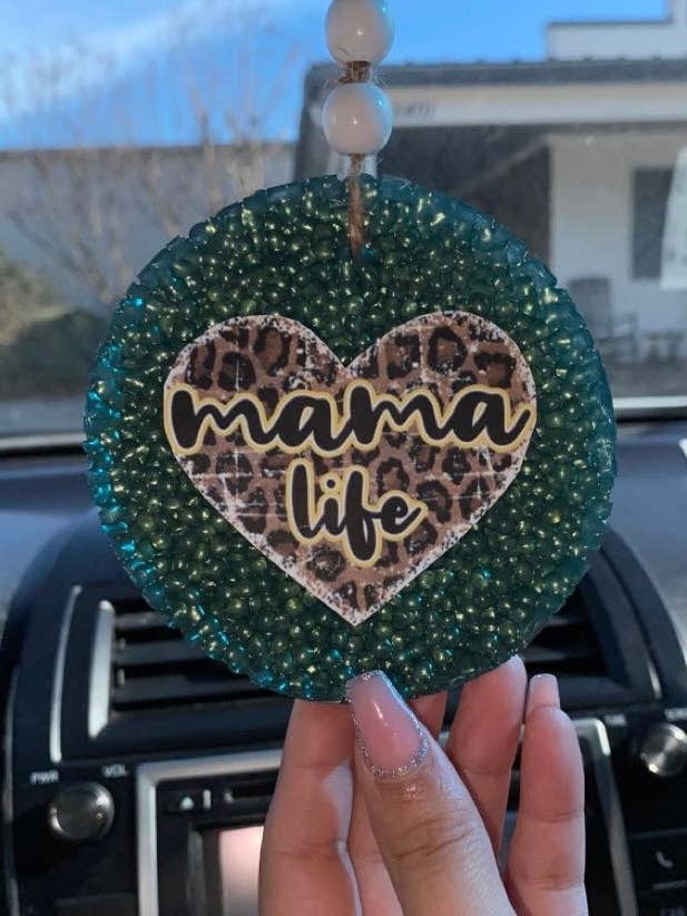 Mama Life Forest Green Circle Freshie for wholesale by EC Shop Creations