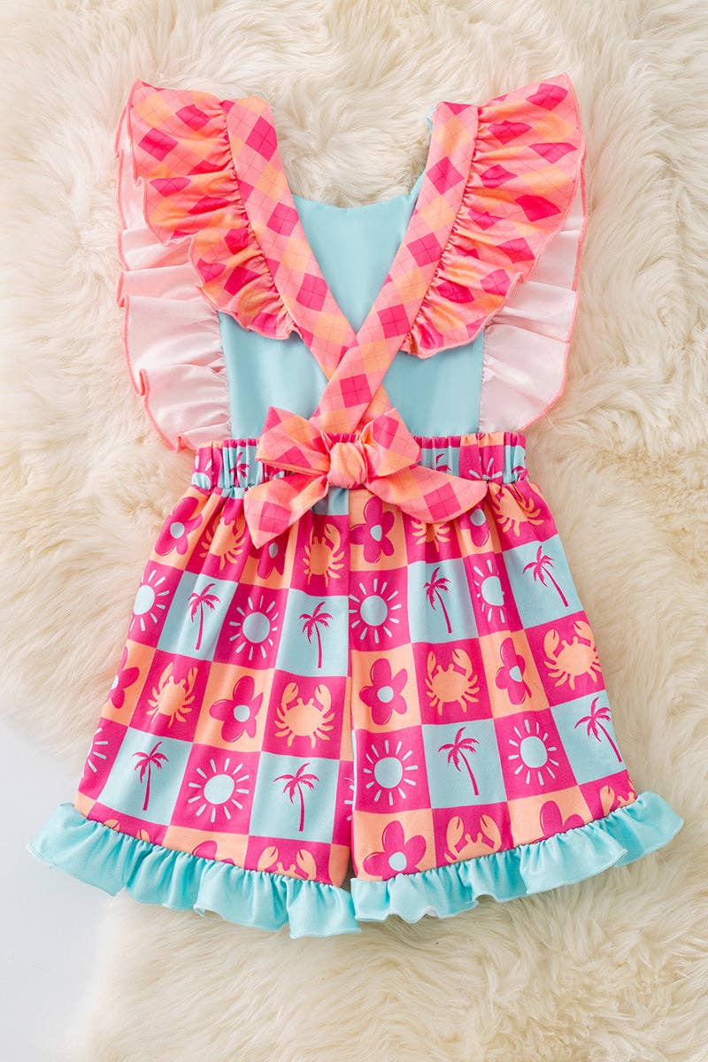 Kids Charm Online - Wholesale Romper - Kids - Summer Crab girls printed romper w/open back. PNG50172 AMY3