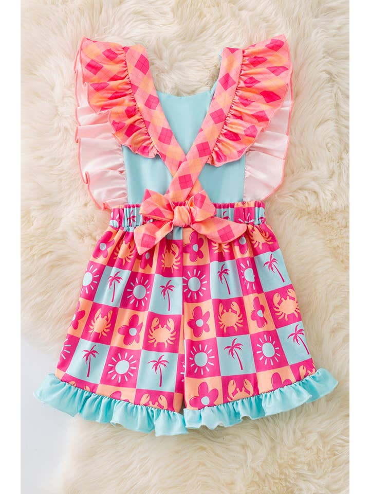 Kids Charm Online - Wholesale Romper - Kids - Summer Crab girls printed romper w/open back. PNG50172 AMY3