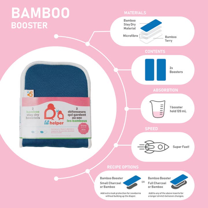 Bamboo Stay Dry Boosters for wholesale by Lil Helper