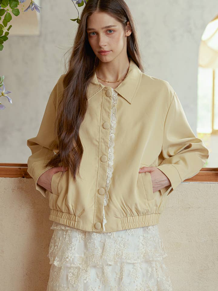 RP2907 - Latte Lace Snap Jacket for wholesale by ROSIE POSIE