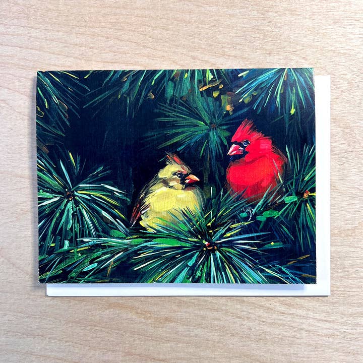 Par de cardenales en cartulina de pino para venta al por mayor de Art by Alyssa