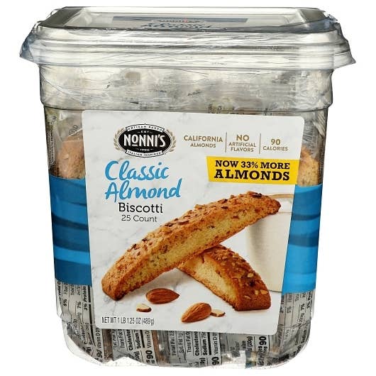 Long Island Candy Factory - Wholesale Cookie - Nonni's Biscotti Almond Italian Cookie 25ct Bucket