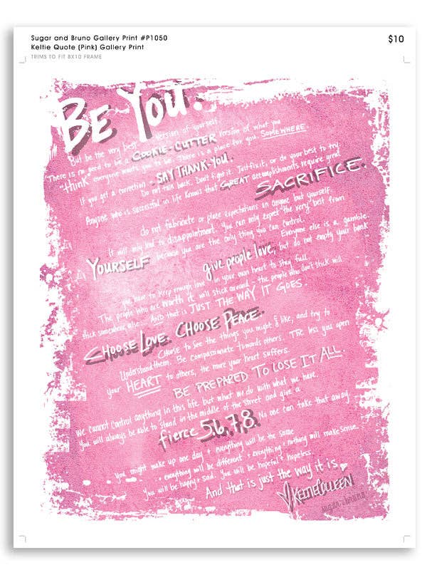 Keltie Quote (Pink) Gallery Print for wholesale by Sugar And Bruno