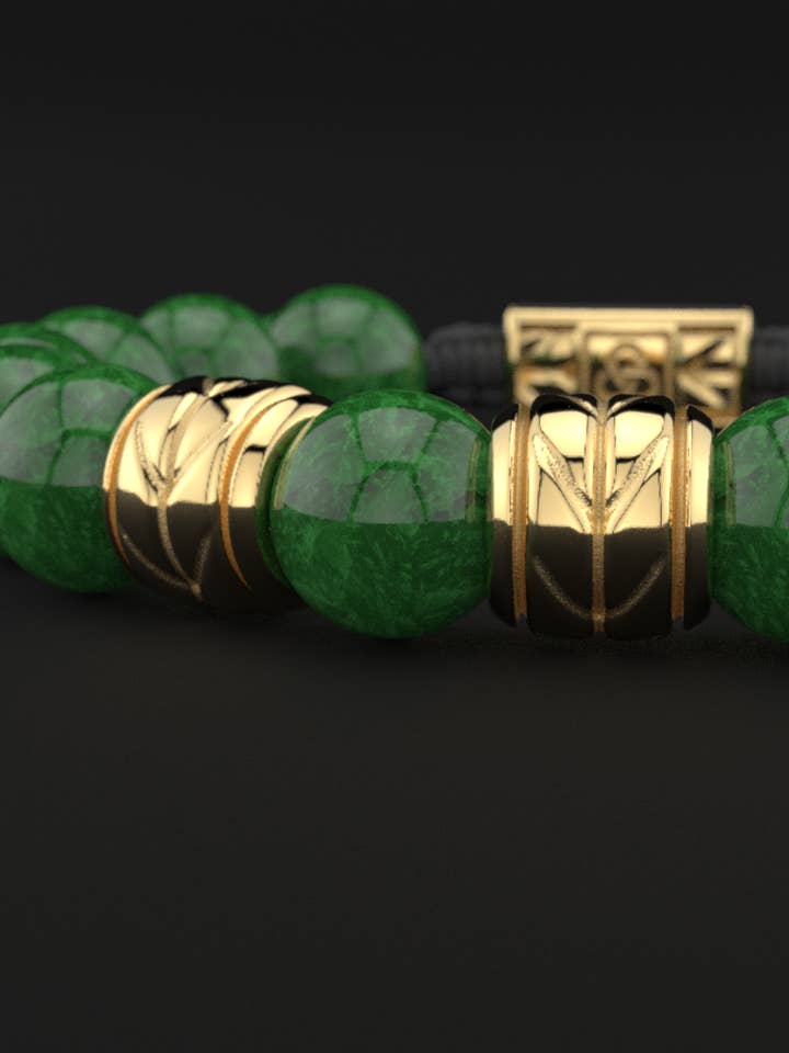 Emerald Jade Armband 12mm | Vävt för wholesale av Seekers Men's Jewelry