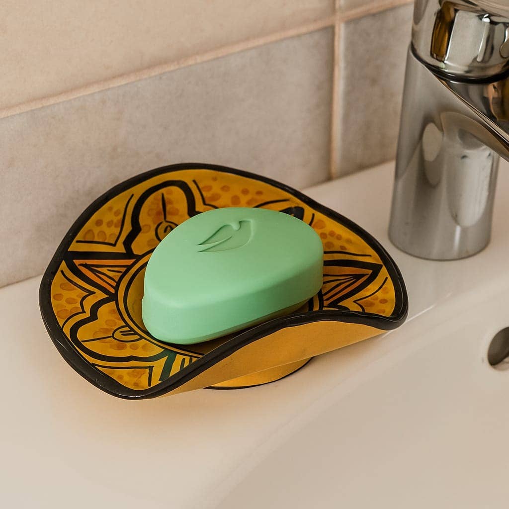 Etnico del Mondo - Wholesale Bath Soap Dish - Hand-Painted Moroccan Ceramic Soap Dish Safi#71