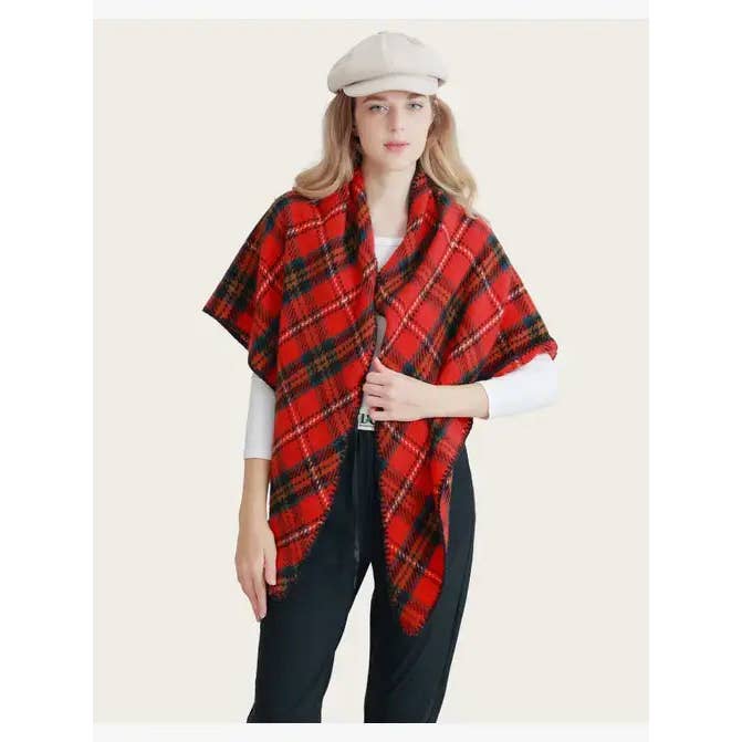 JC Sunny Fashion - Vente Écharpe – femme - Écharpe à carreaux triangulaire JC0235066