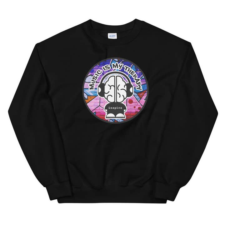 Inspirere musik er min terapi farvet Unisex Crewneck for engroshandel hos inspire