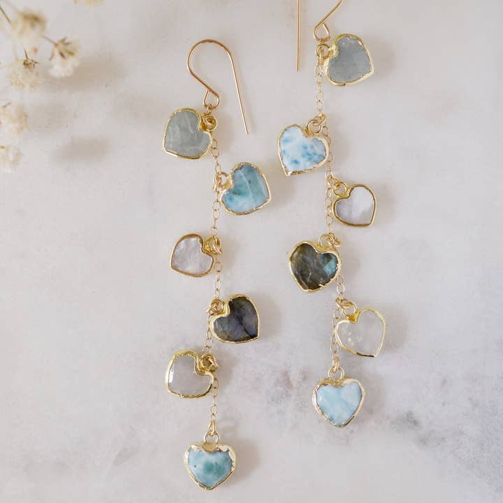 Långa blå hjärtörhängen för wholesale av GEMNIA