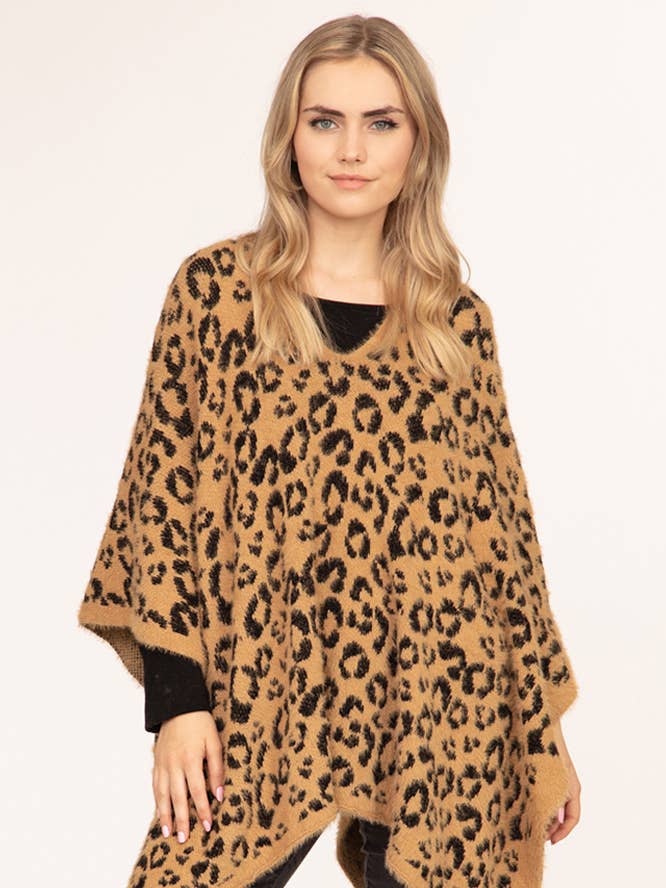 Leopard Print Poncho for wholesale by Hana