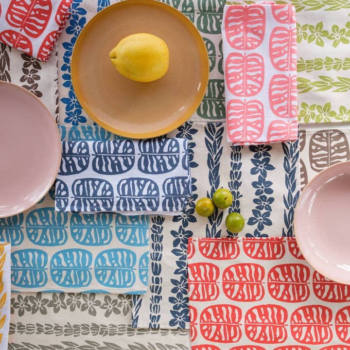 Handprinted Napkin Set of Four for wholesale by Rise Beyond the Reef
