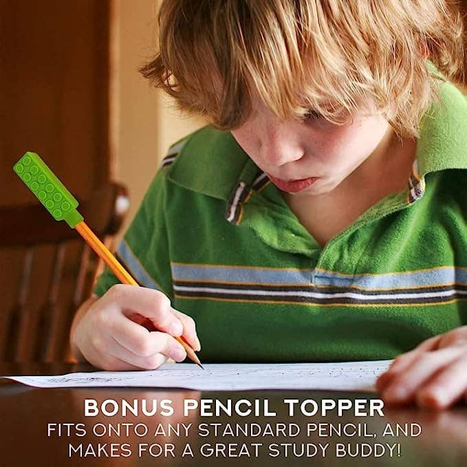 Senso Minds - Wholesale Fidget Toy - Kids - Sensory Bat Necklace - Chewelry 4 Pack (BONUS Pencil Topper)