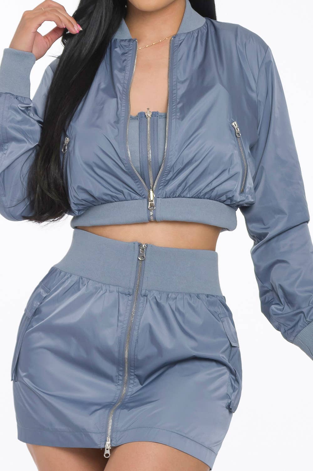 CAPSULLE - Wholesale Top & Skirt Set - Women's - WINDBREAKER MINI SKIRT SET0