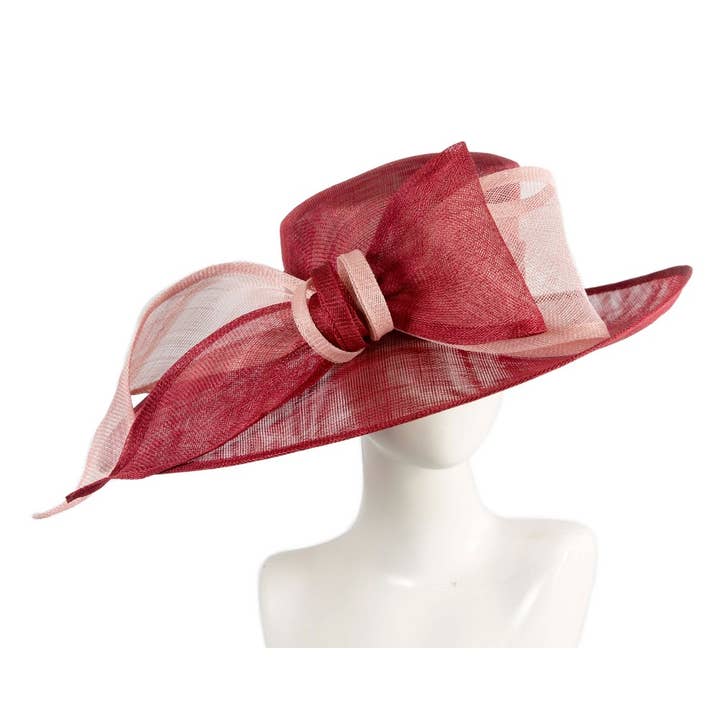 Sinamay hat with large bow for wholesale by Max Alexander by Cupids Millinery Melbourne