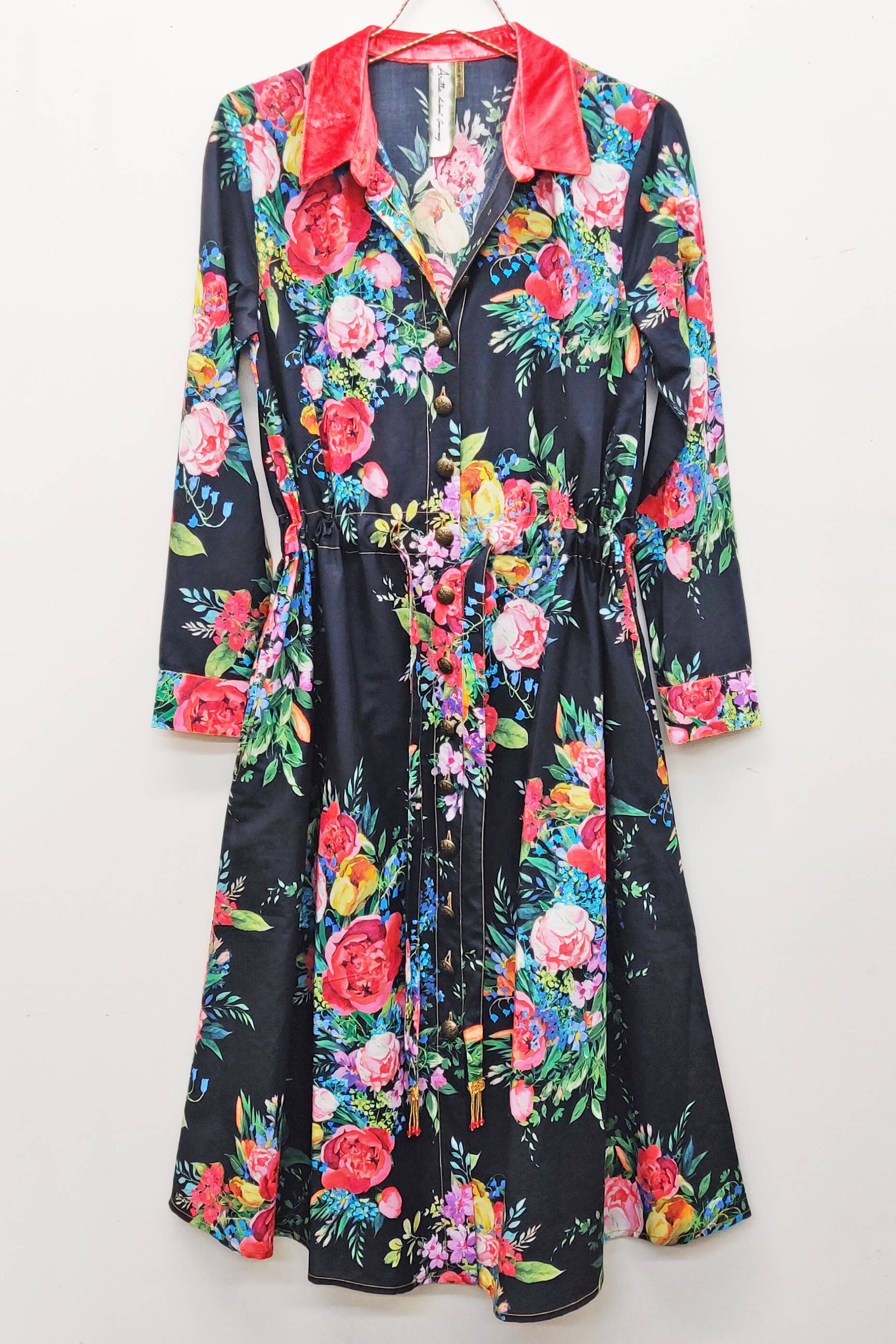 Black Floral Zinnia Shirt-Dress for wholesale on Faire29