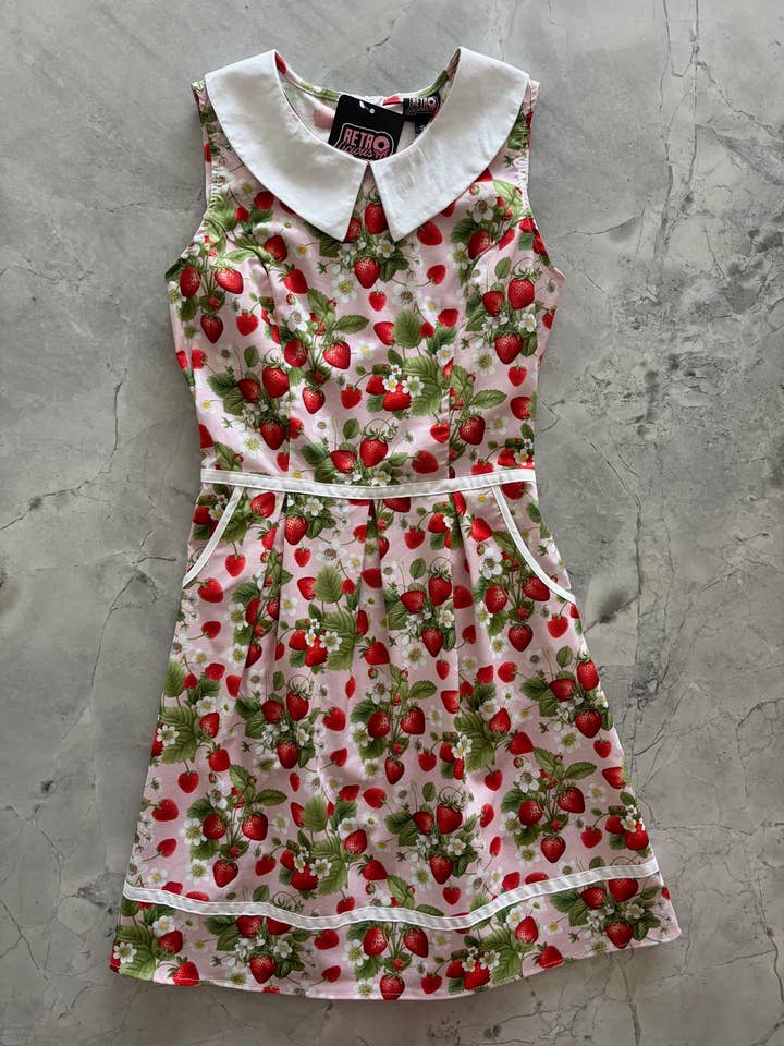Strawberry Collared Dress for wholesale by Retrolicious