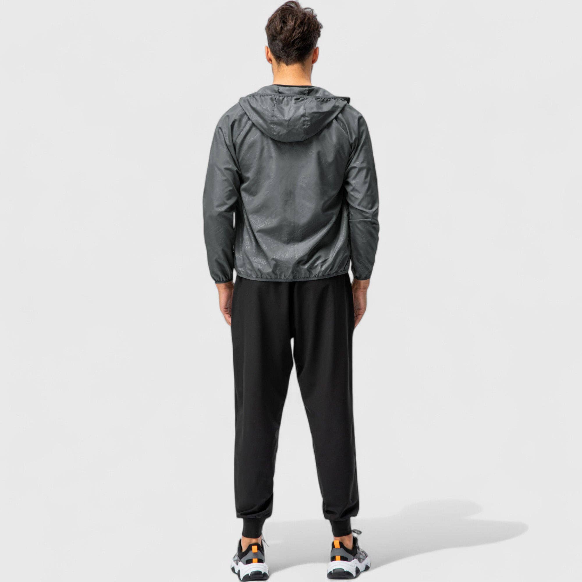 Active by Anna-Kaci - Wholesale Windbreaker - Men's - Men's Full Zip Hooded Windbreaker Jacket with Side Pockets a27